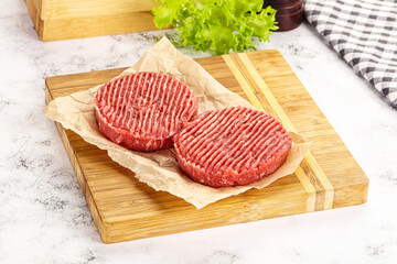 Raw beef  burger cutlet for grill