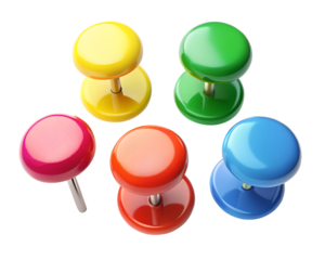 colorful push pins isolated