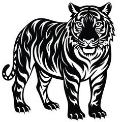 Majestic Tiger Black and White Tribal Wildlife Design