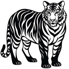 Majestic Tiger Black and White Tribal Wildlife Design