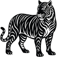 Majestic Tiger Black and White Tribal Wildlife Design