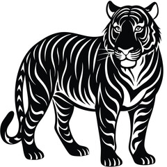 Majestic Tiger Black and White Tribal Wildlife Design