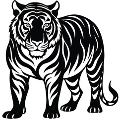 Majestic Tiger Black and White Tribal Wildlife Design