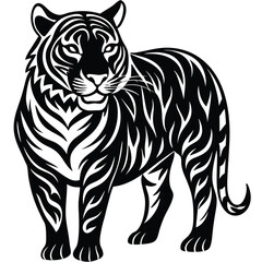 Majestic Tiger Black and White Tribal Wildlife Design