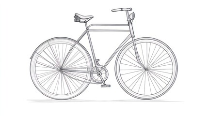 Bike Sketch Detailed drawing of vintage bicycle on white background for art use