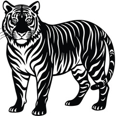 Majestic Tiger Black and White Tribal Wildlife Design