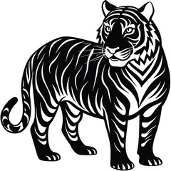 Majestic Tiger Black and White Tribal Wildlife Design