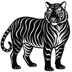 Majestic Tiger Black and White Tribal Wildlife Design
