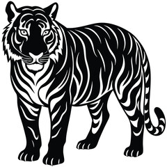 Majestic Tiger Black and White Tribal Wildlife Design