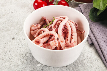 Marinated squid tentacles in the bowl