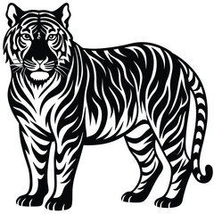 Majestic Tiger Black and White Tribal Wildlife Design