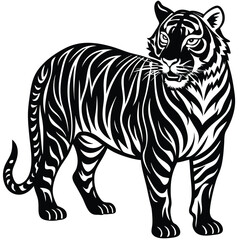 Obraz premium Majestic Tiger Black and White Tribal Wildlife Design