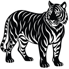 Majestic Tiger Black and White Tribal Wildlife Design