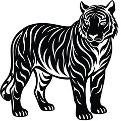 Majestic Tiger Black and White Tribal Wildlife Design