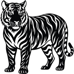 Majestic Tiger Black and White Tribal Wildlife Design