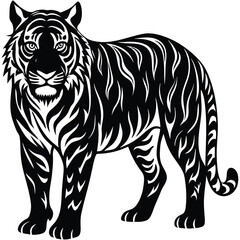 Majestic Tiger Black and White Tribal Wildlife Design