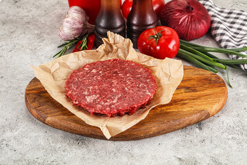 Raw beef burger cutlet minced meat