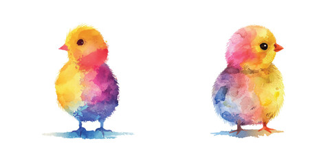 abstract color silhouette of chick watercolor vector illustration