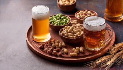 beautiful rustic plate with beer and copy space