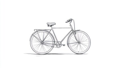 Obraz premium Bicycle sketch on white backdrop, showcasing transport for design or illustration