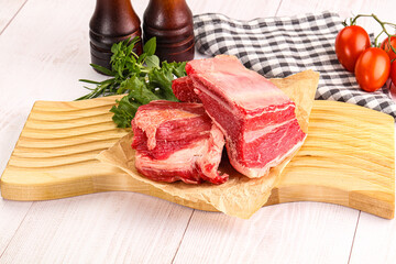 Raw beef rib for cooking