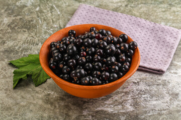 Ripe black currant in the bowl