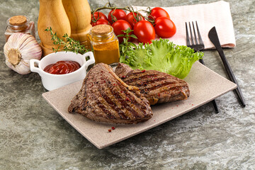 Delicus grilled beef steak with sauce