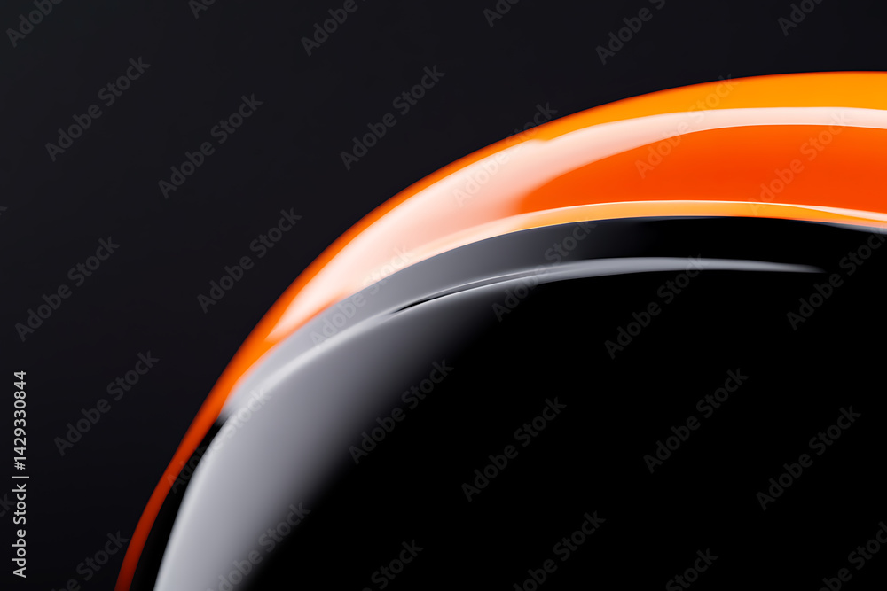 Fototapete abstract composition with curved glossy shapes in orange, gray and black, creating a modern and eleg