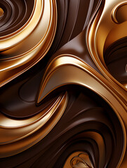 Abstract chocolate brown wallpaper background with golden elements