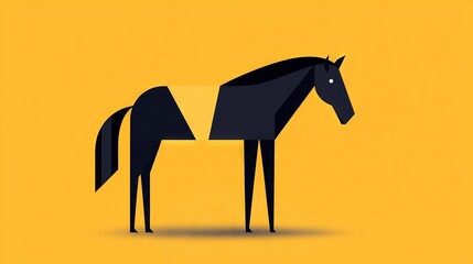 Obraz premium A black horse with a white stripe on its body and a black-and-white stripe on its body