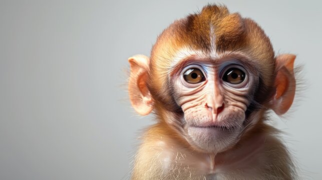 A small monkey stares intently with wide eyes, showcasing its inquisitive nature