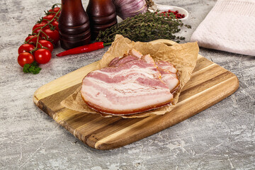 Smoked pork belly slices snack