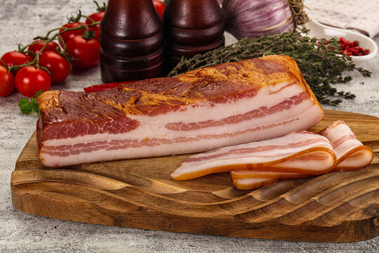 Fat bacon cut with slices