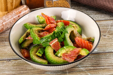 Salad with avocado and salmon
