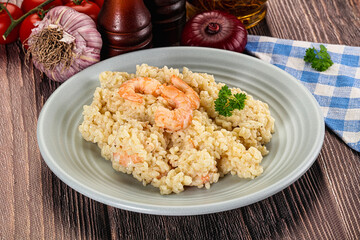 Gourmet risotto with prawn and cheese