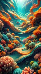 Coral Reef Flowing Ribbon Colors