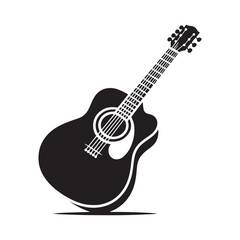 Naklejka premium Strings of Serenity: A Beautiful Collection of Acoustic Guitar Vector Silhouettes Showcasing the Timeless Elegance, Musical Warmth, and Classic Shape of This Beloved Instrument