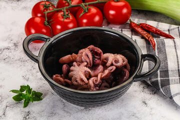 Marinated baby octopus in the bowl
