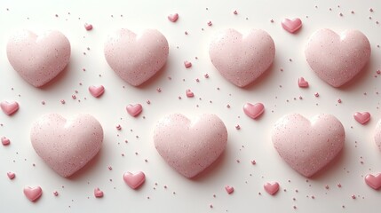 Fototapeta premium Soft pink hearts create a charming and romantic atmosphere, perfect for celebrations