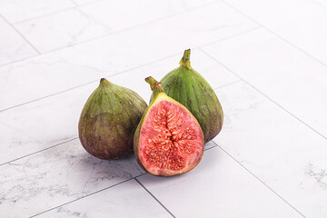 Ripe green raw juicy fig