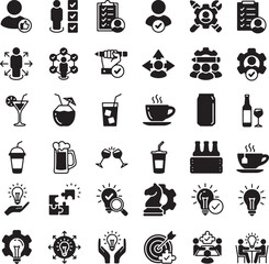 food and drink icons set