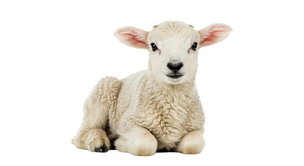 Fototapeta premium Sheep, A Young sheep looking at camera isolated on transparent background