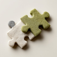 Obraz premium Two fabric puzzle pieces fitting together.