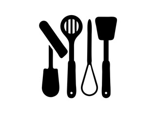 Kitchen Utensil Set Icon Silhouette