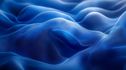 Obraz premium Wavy Blue Fabric, Rippling Silk Texture, Abstract Draped Pattern, Elegant Background