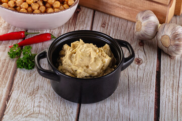 Natural organic homemade chickpea hummus