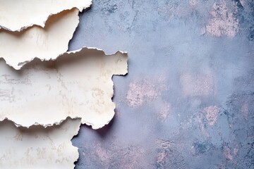 Aged paper fragments on a textured background