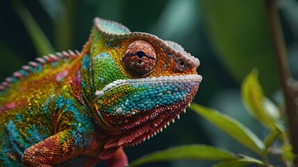 Fototapeta premium Portrait of a colorful iguana