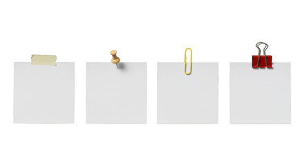 Notes with office supplies — transparent background