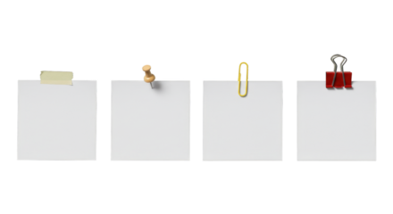 Notes with office supplies — transparent background